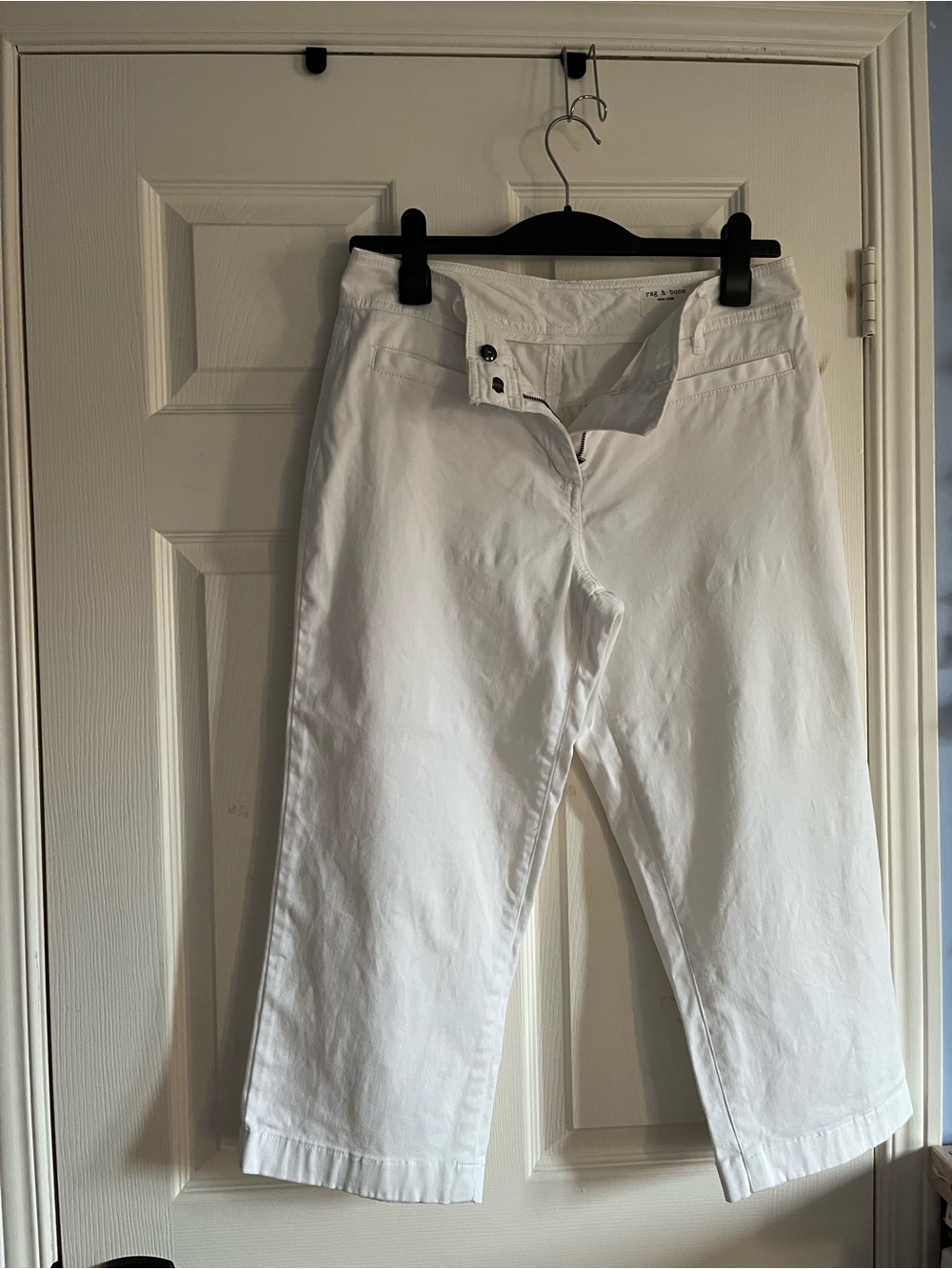 rag & bone White High-Rise Cropped Pants